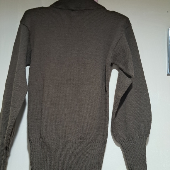 Vintage 100% Wool Olive Drab Sweater – Military Style – Size S - Picture 9 of 11